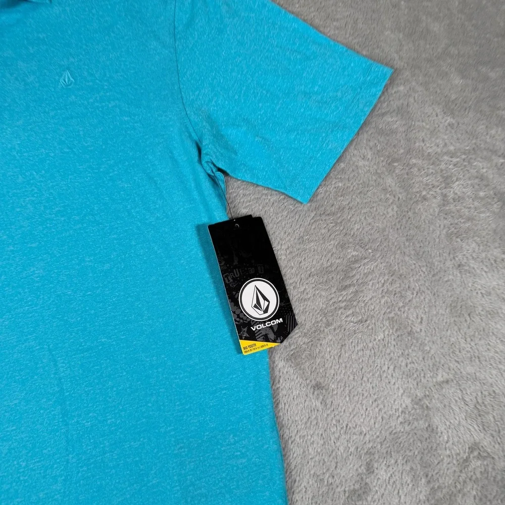 Volcom Wowzer Polo Shirt Youth Large 12-14 Blue‎ Short Sleeve Casual Surf NWT